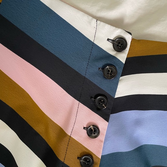 Topshop Asymmetrical Multicolor Stripe Skirt - Picture 2 of 7